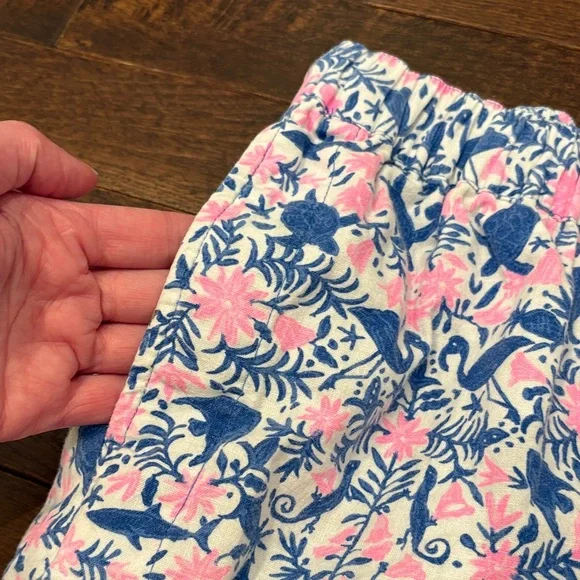 Vineyard Vines Tropical Turtle & Flamingo Print Linen Blend Shorts XS Blue Pink - Picture 5 of 11